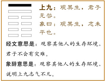 上九：观其生，君子无咎。